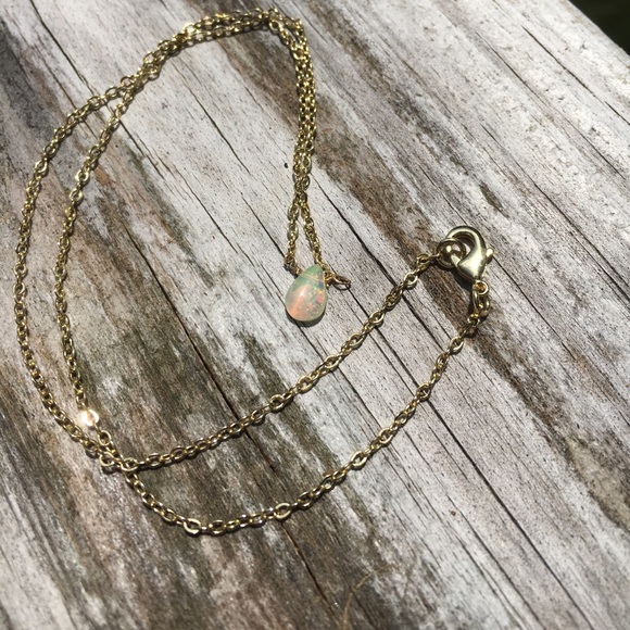Genuine Opal Teardrop 14k Choker - Picture 6 of 8